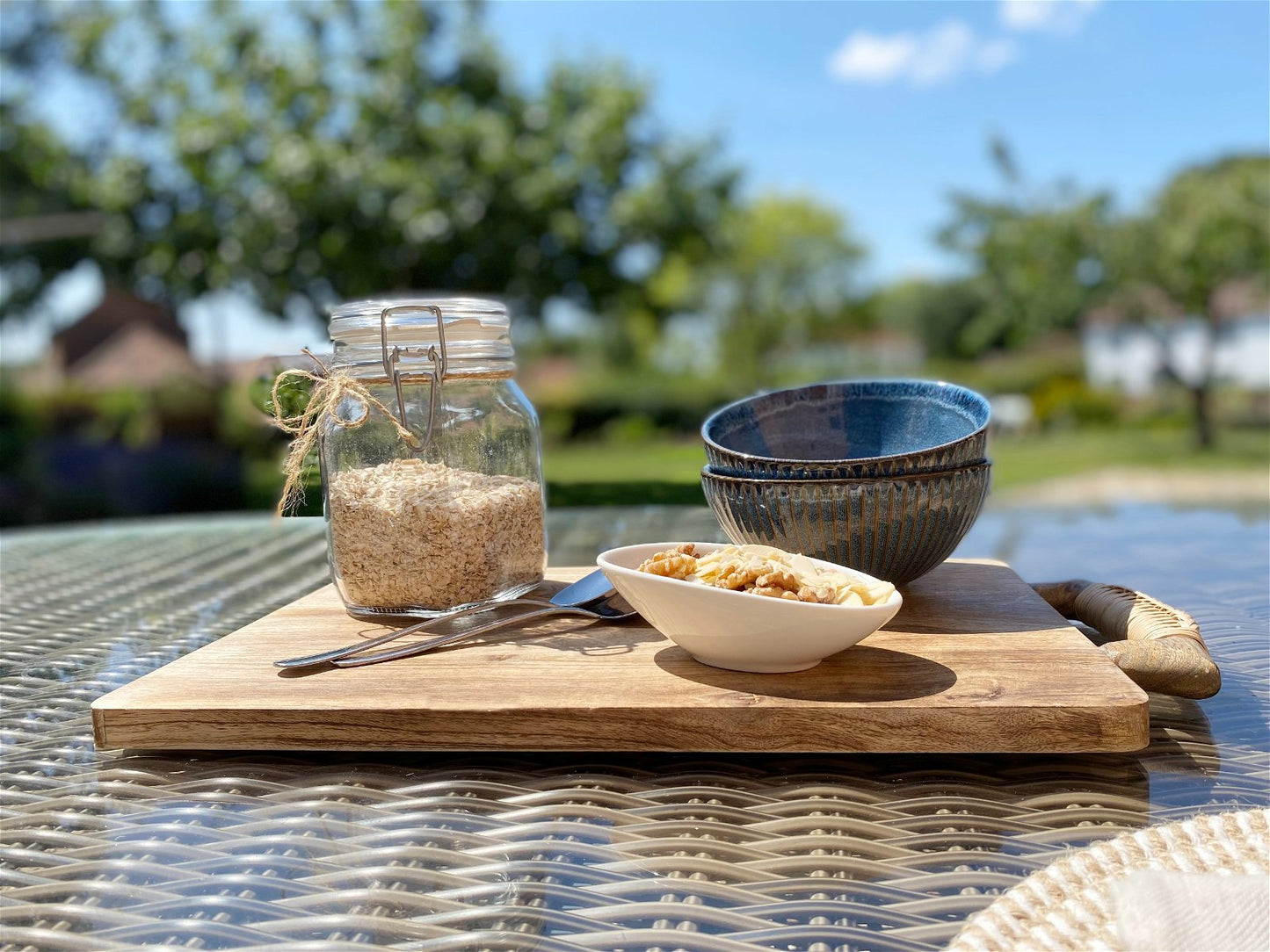 Chopping Board with Rattan Handle