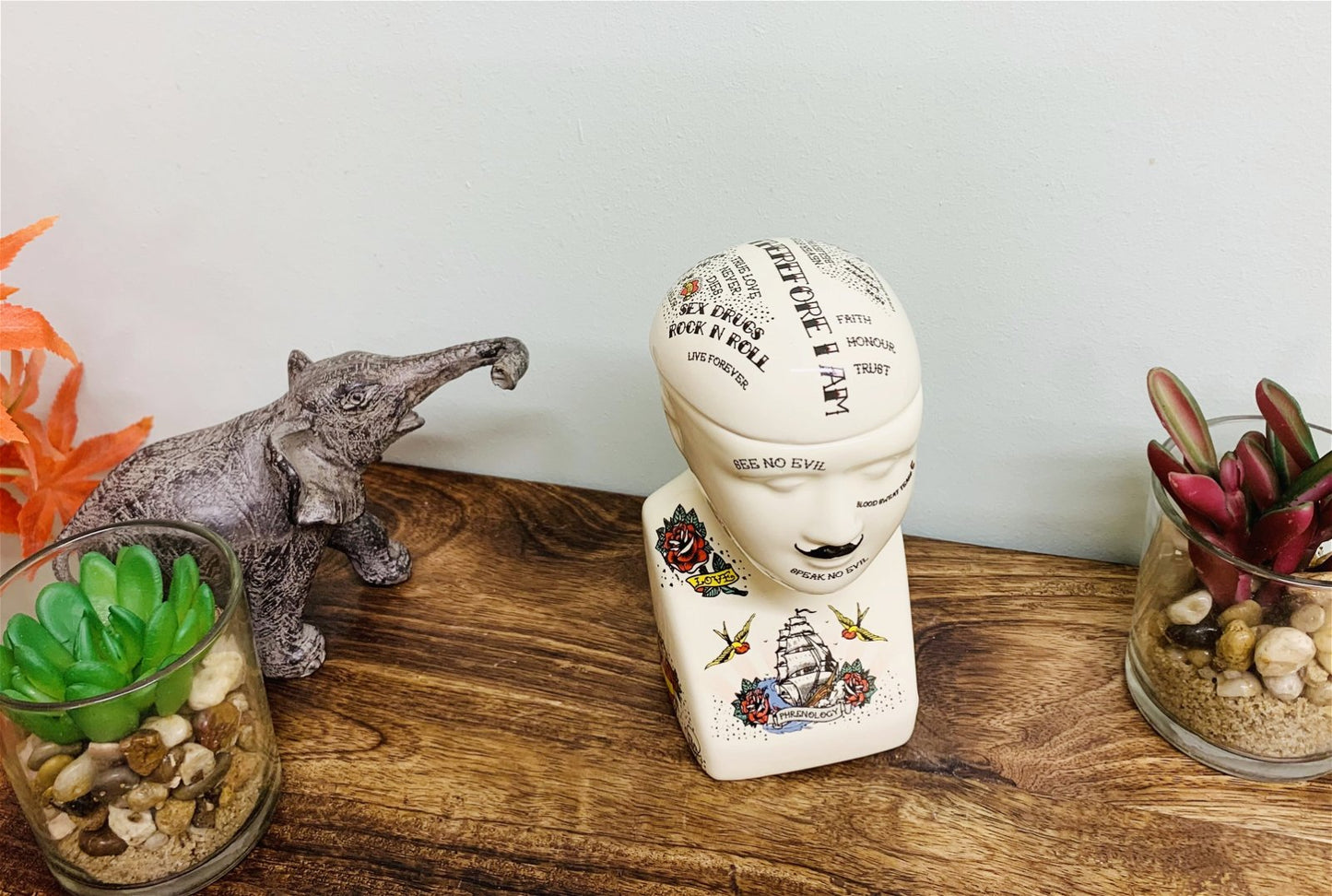 Ceramic Phrenology Head Storage Small