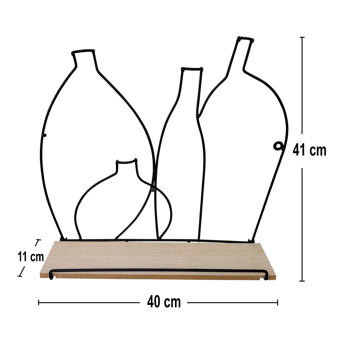Wire Bottle Design Shelf with 4 Hooks