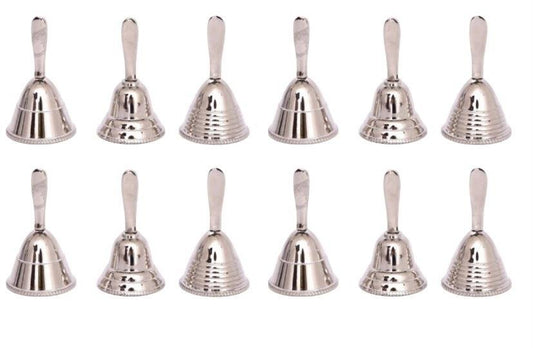 Case of 12 Silver Metal Hand Bells
