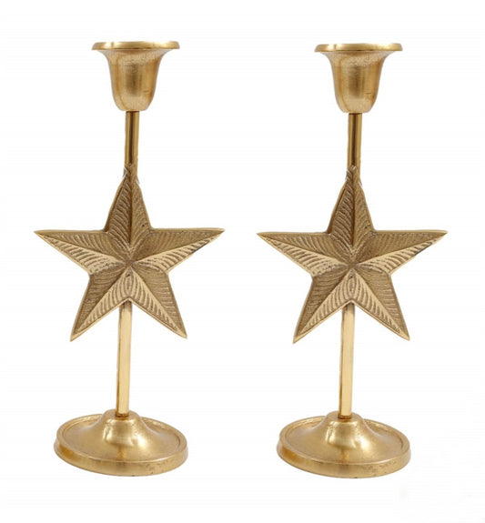 Gold Star Candle Stick Holder
